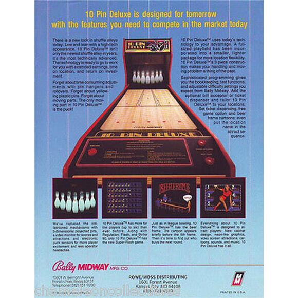 10 PIN DELUXE 1984 NOS SHUFFLE ALLEY SALES FLYER Vintage Retro Promo Art - Picture 2 of 2